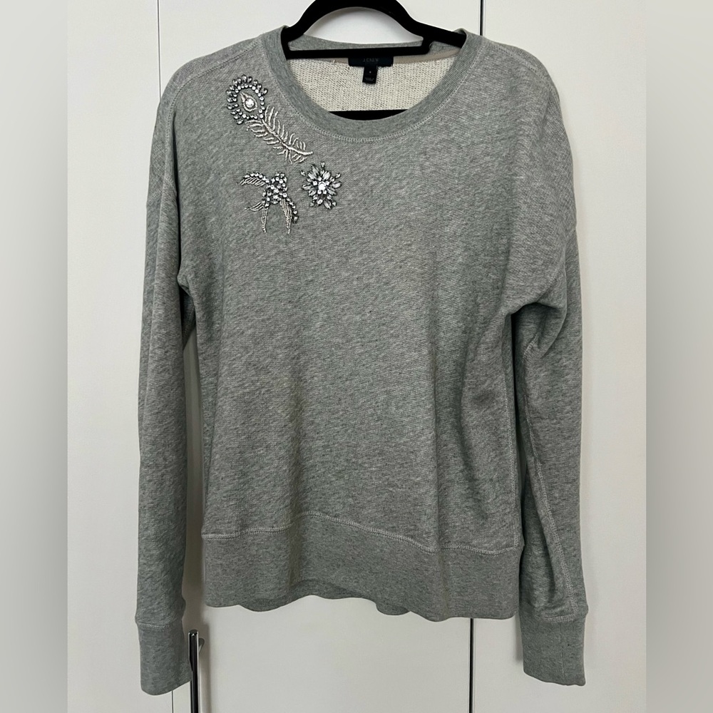 Gray J. Crew Embellished Sweatshirt